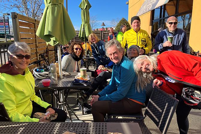 Some of Susan's and Ronnie's Riders at Panera ..